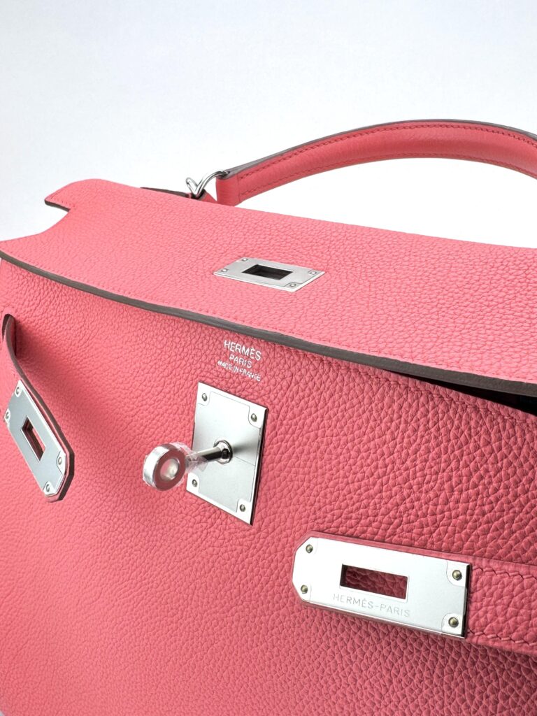 Hermes Kelly 32 Retourne Togo Rose Lipstick Palladium Hardware Square Q