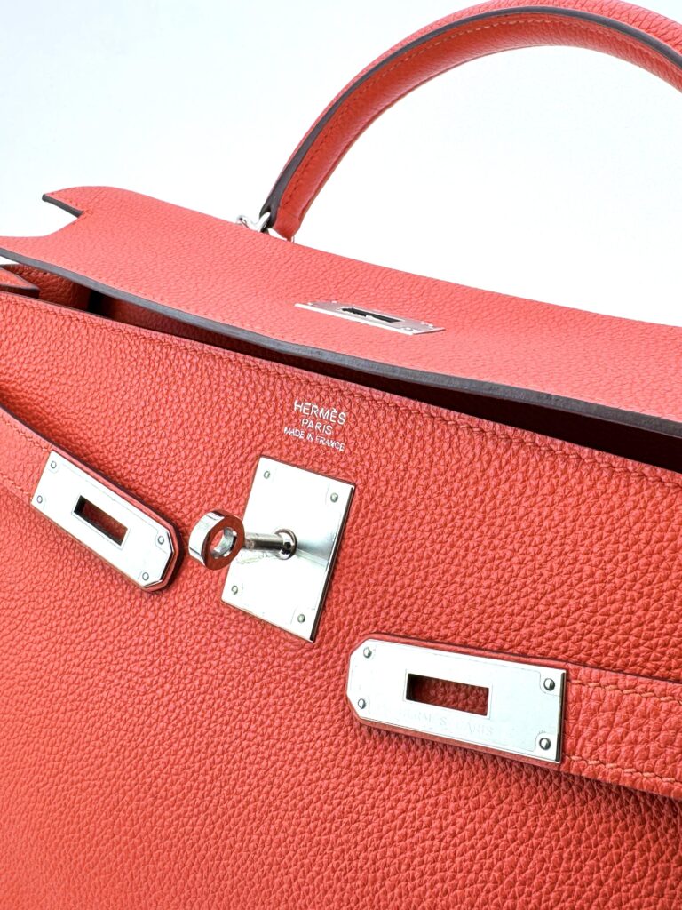 Hermes Kelly 32 Retourne Togo Capucine Palladium Hardware T Stamp