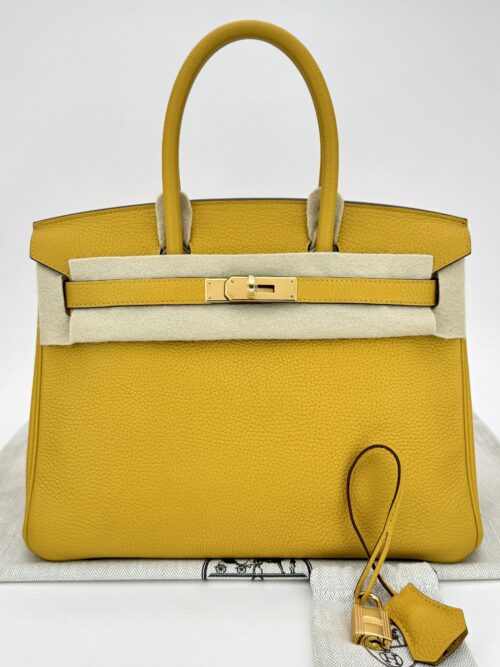 Hermes Birkin 30 Retourne Togo Jaune Ambre Gold Hardware Preowned D Stamp