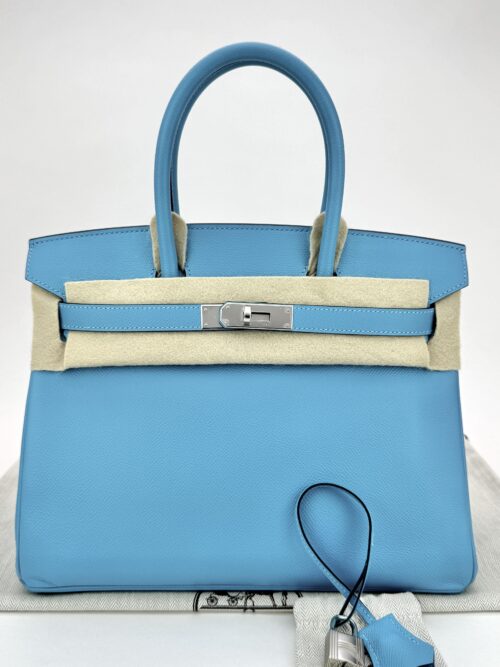 Hermes Birkin 30 Epsom Blue Du Nord Palladium Hardware Preowned D Stamp