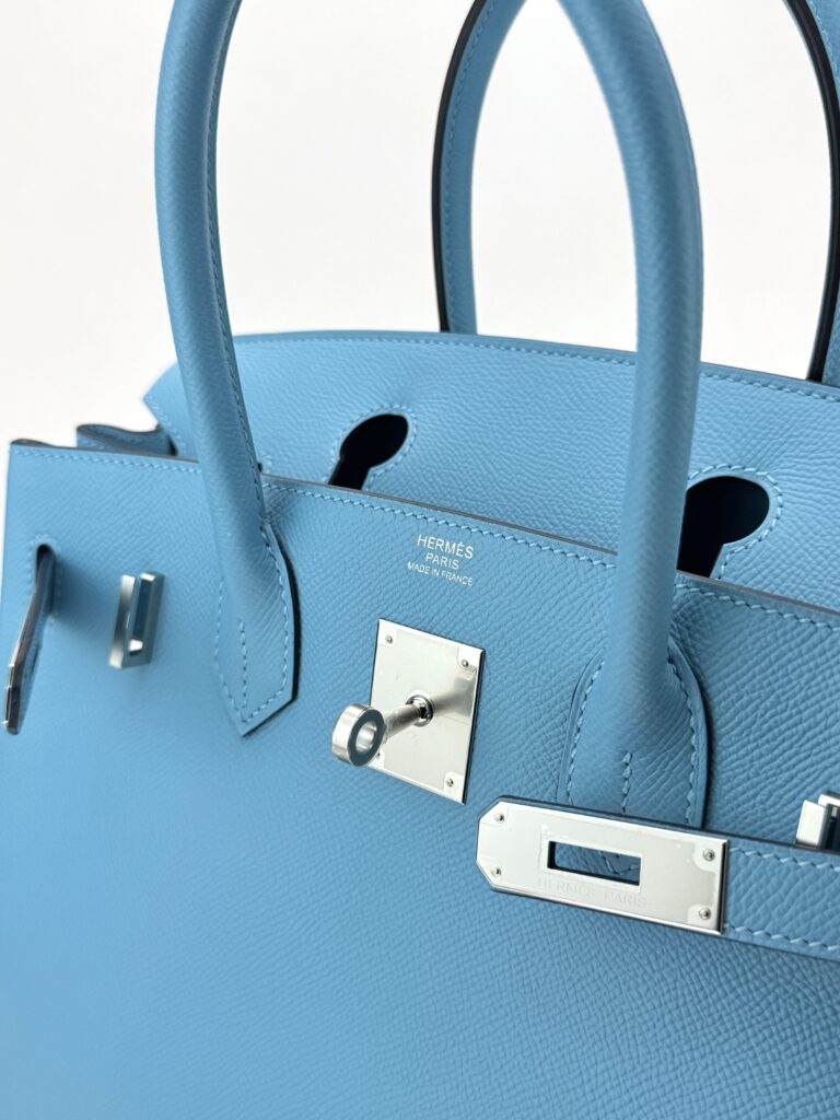 Hermes Birkin 30 Epsom Blue Du Nord Palladium Hardware Preowned D Stamp