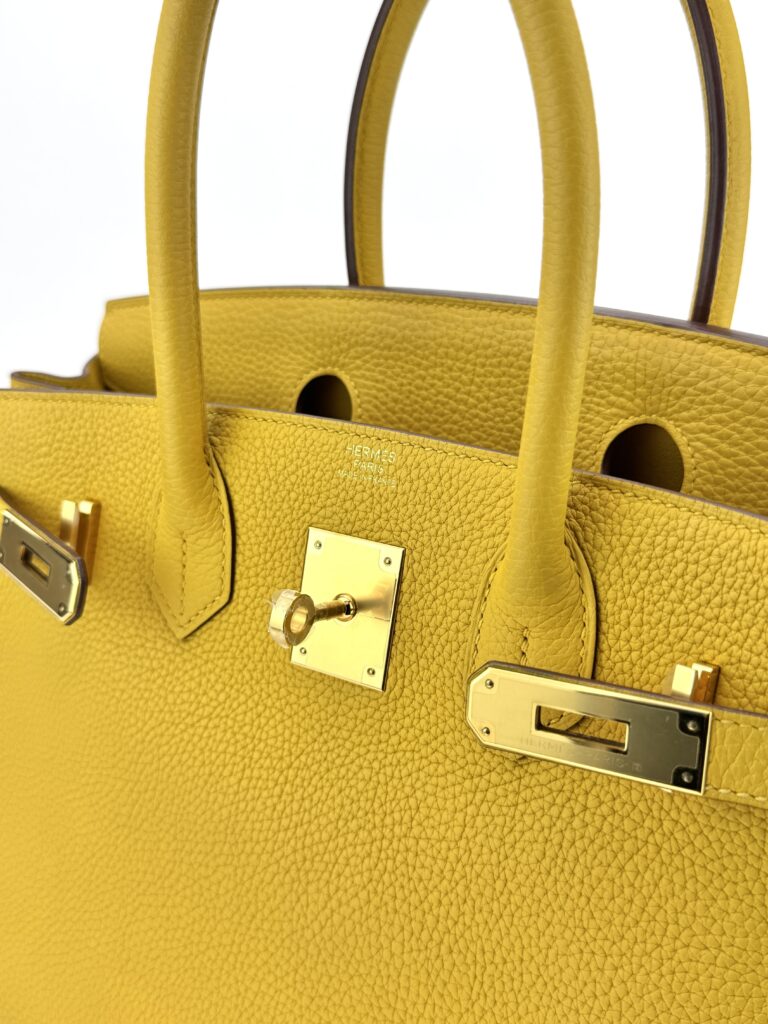 Hermes Birkin 30 Retourne Togo Jaune Ambre Gold Hardware Preowned D Stamp