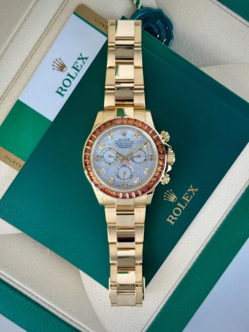 Rolex Daytona 2019 Orange Sapphire MOP Pearl Diamond Oyster 116578SACO