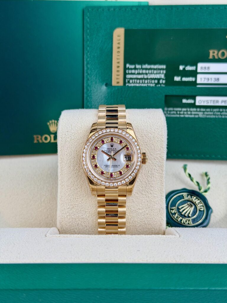 Rolex Datejust 26mm 2011 Stickered MOP Pearl Ruby Diam President Preowned 179138