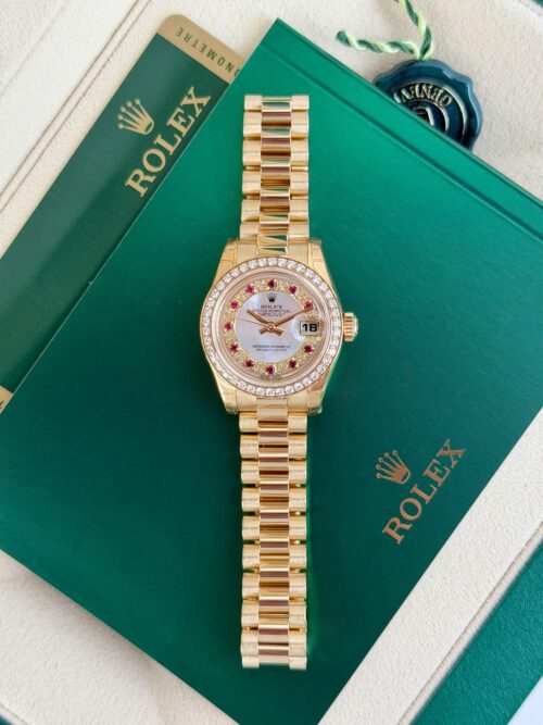 Rolex Datejust 26mm 2011 Stickered MOP Pearl Ruby Diam President Preowned 179138