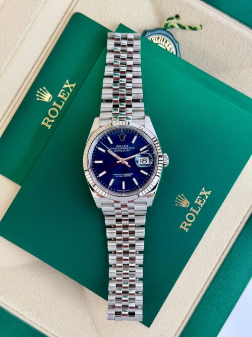Rolex Datejust 36mm 2022 Blue Index Fluted Jubilee Preowned 126234