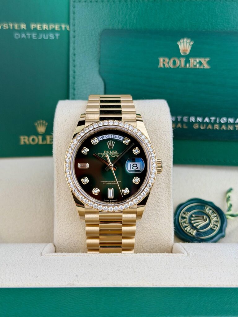 Rolex Day-Date 36mm UNWORN 2026 Green Ombre Diamond President 128348RBR