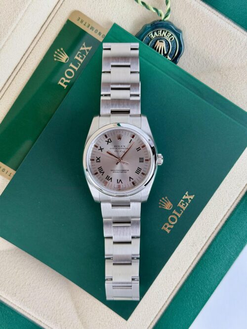 Rolex Air-King 34mm 2011 Silver Roman Smooth Oyster Preowned 114200