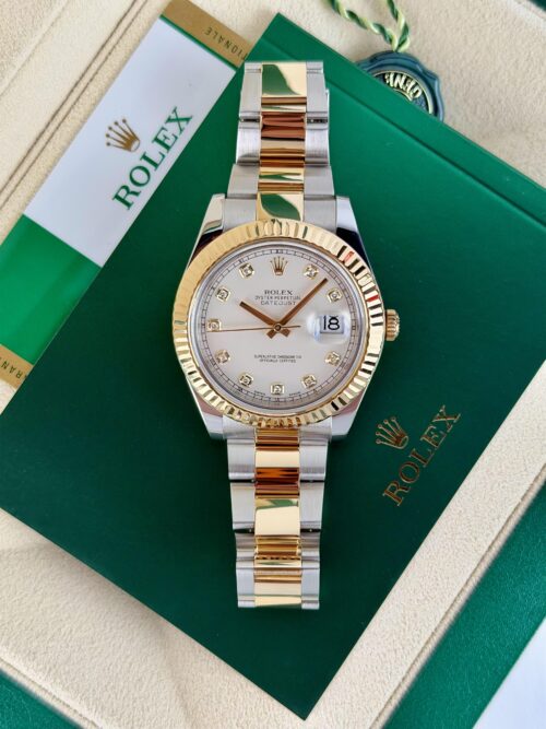 Rolex Datejust 41mm 2016 White Diamond Fluted Oyster Preowned 116333
