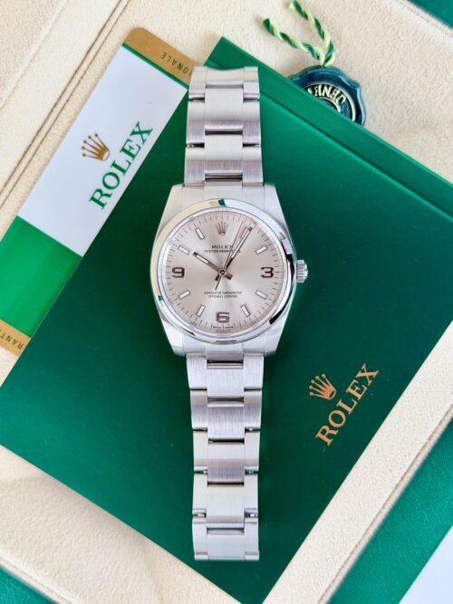 Rolex Oyster Perpetual 34mm 2017 Silver Index Smooth Oyster Preowned 114200