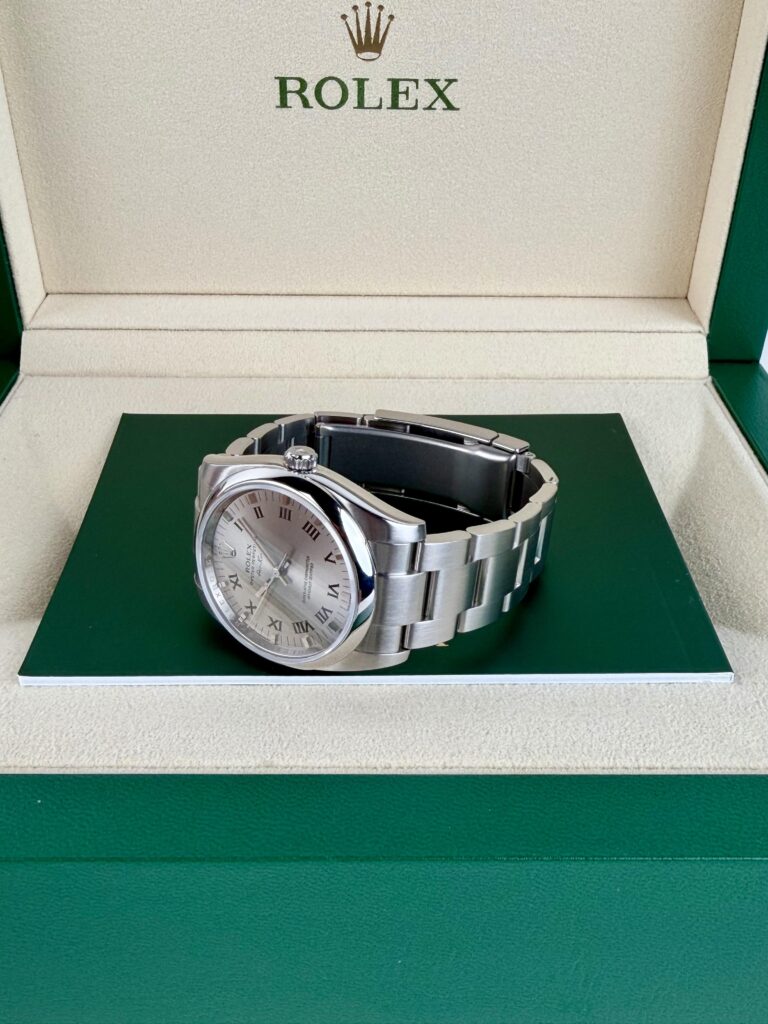 Rolex Air-King 34mm 2011 Silver Roman Smooth Oyster Preowned 114200