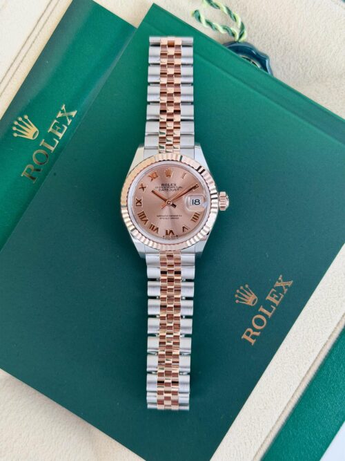 Rolex Datejust 28mm UNWORN 2026 Pink Rose Sundust Roman Fluted Jubilee 279171