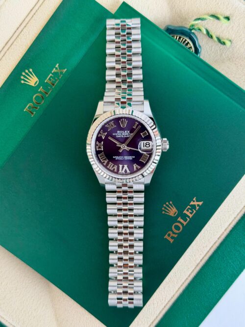Rolex Datejust 31mm UNWORN 2026 Aubergine Purple Roman VI Fluted Jubilee 278274