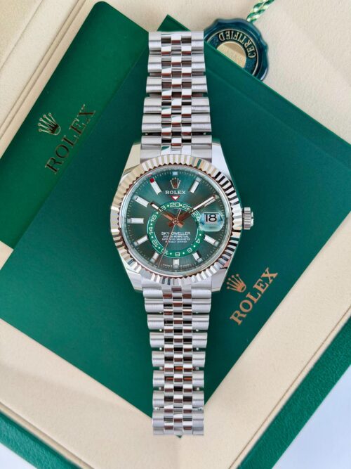 Rolex Sky-Dweller 42mm UNWORN 2026 Mint Green Index Fluted Jubilee 336934
