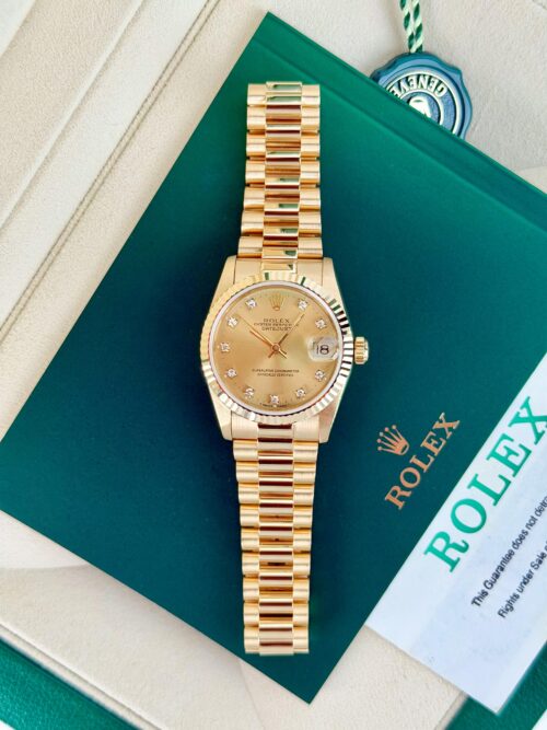 Rolex Datejust 31mm 1990 Champagne Diamond Fluted President Excellent 68278