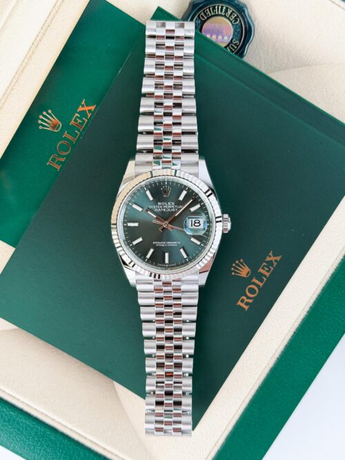 Rolex Datejust 36mm UNWORN 2026 Mint Green Index Fluted Jubilee 126234