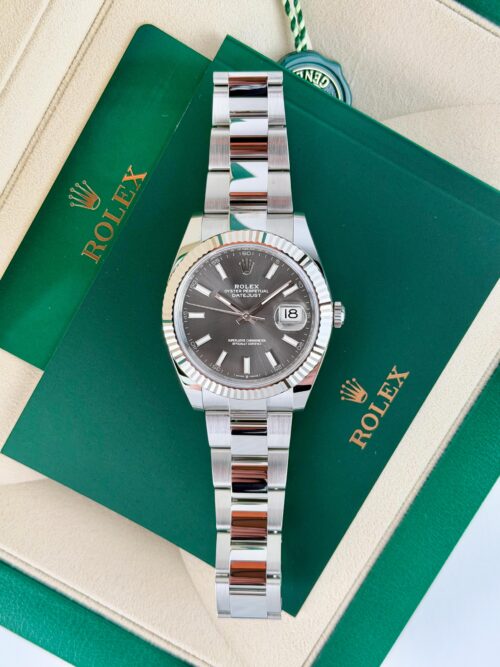 Rolex Datejust 41mm UNWORN 2026 Rhodium Slate Grey Index Fluted Oyster 126334
