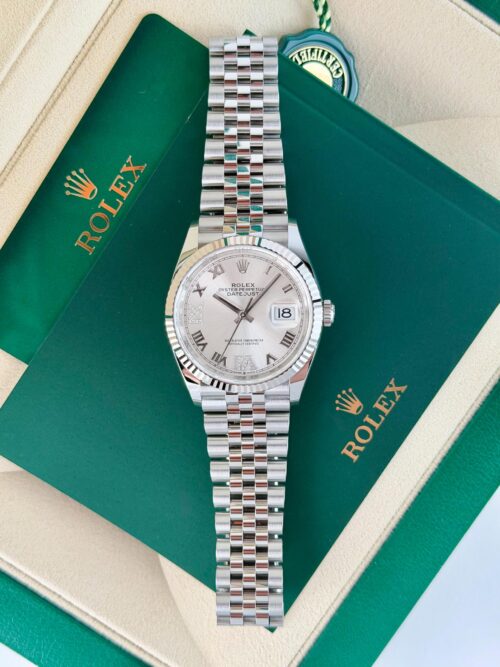 Rolex Datejust 36mm UNWORN 2026 Silver Roman VIIX Diamond Fluted Jubilee 126234
