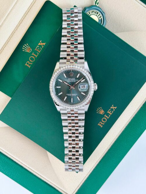 Rolex Datejust 36mm UNWORN 2026 Mint Green Index Diamond Bezel Jubilee 126284RBR