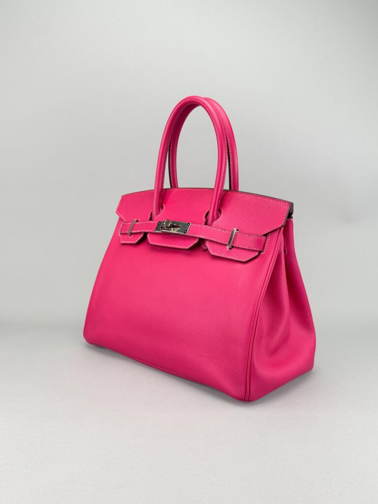 Hermes Birkin 30 Epsom Rose Tyrien Palladium Hardware Preowned Square Q