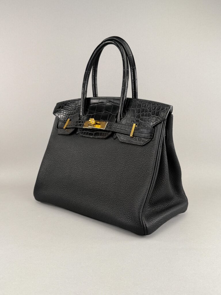 Hermes Birkin 30 Touch Alligator Togo Black Gold Hardware Preowned Y Stamp