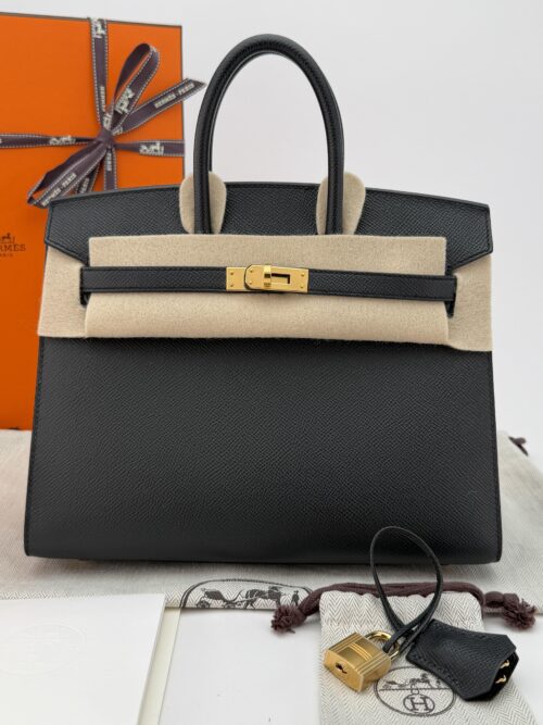 Hermes Birkin 25 Sellier Epsom Black/Noir Gold Hardware W Stamp 2024