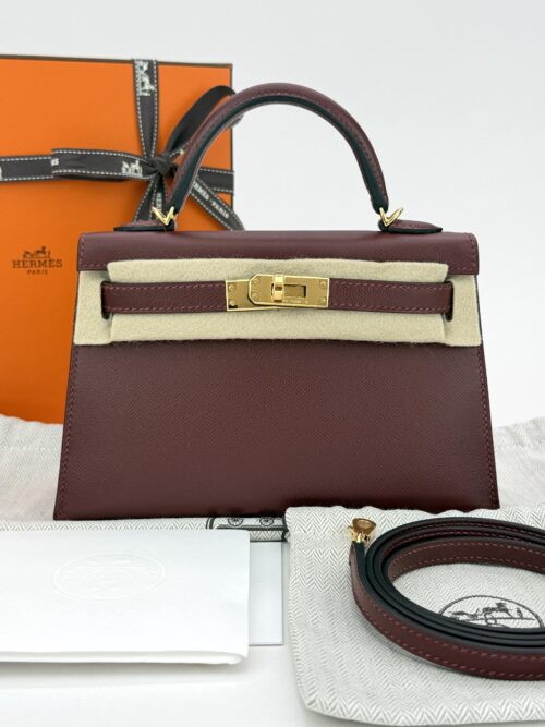 Hermes Mini Kelly 20 Sellier Madame Rouge H Gold Hardware K Stamp Unworn