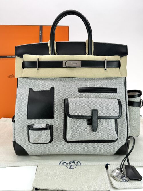 Hermes Hac 40 Cargo Toile Panda Black Palladium Hardware K Stamp 2025