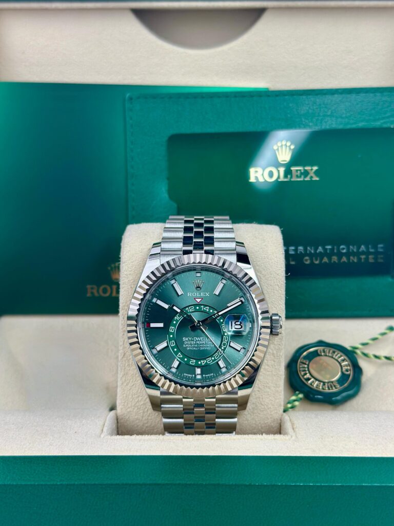 Rolex Sky-Dweller 42mm UNWORN 2026 Mint Green Index Fluted Jubilee 336934