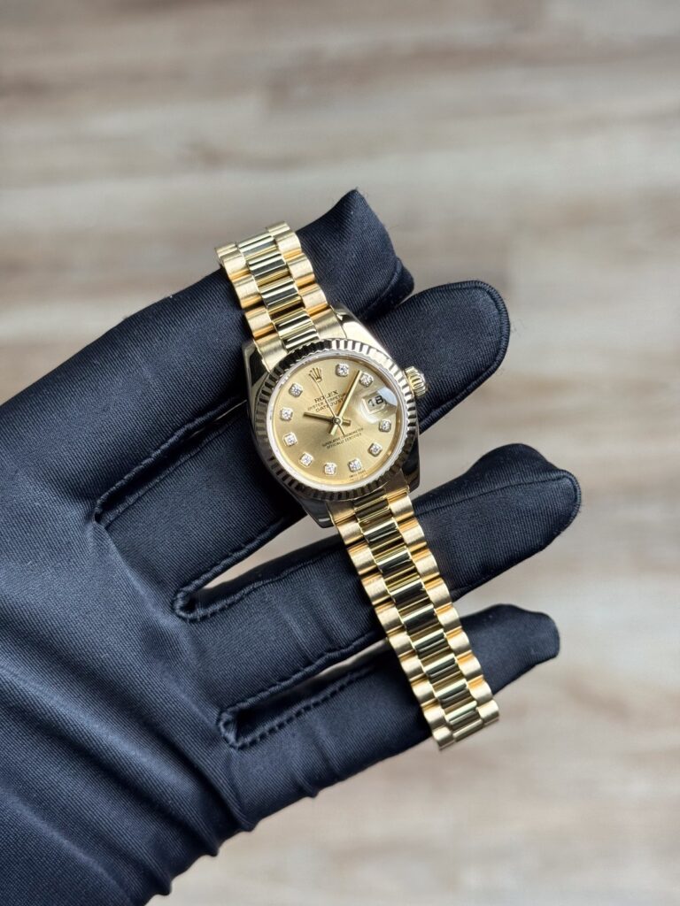 Rolex Datejust 26mm 2011 Champagne Diamond Fluted President 179178
