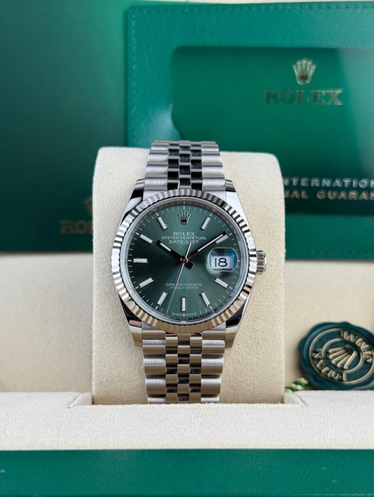 Rolex Datejust 36mm UNWORN 2026 Mint Green Index Fluted Jubilee 126234