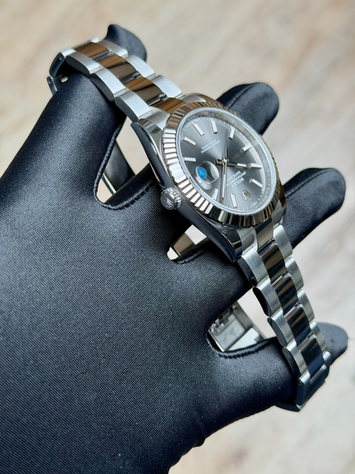 Rolex Datejust 41mm UNWORN 2026 Rhodium Slate Grey Index Fluted Oyster 126334