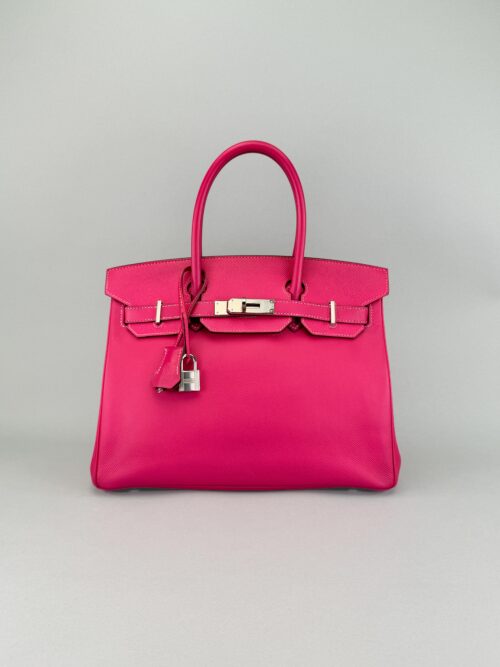 Hermes Birkin 30 Epsom Rose Tyrien Palladium Hardware Preowned Square Q
