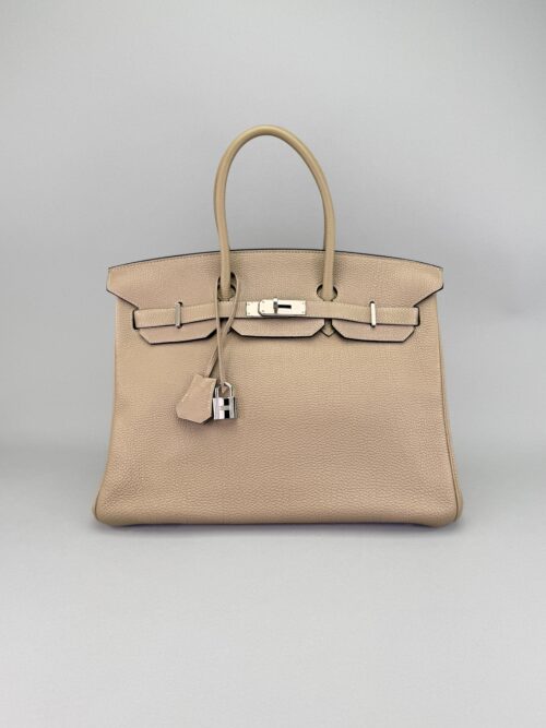 Hermes Birkin 35 Retourne Togo Trench Palladium Hardware Preowned Square O