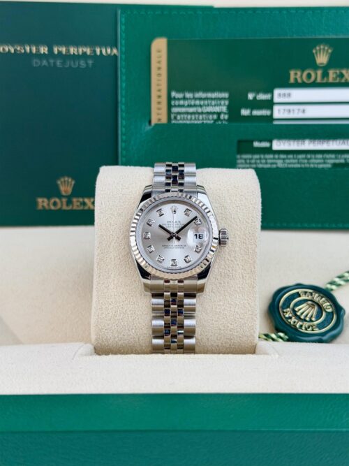 Rolex Datejust 26mm 2011 Silver Diamond Fluted Jubilee 179174