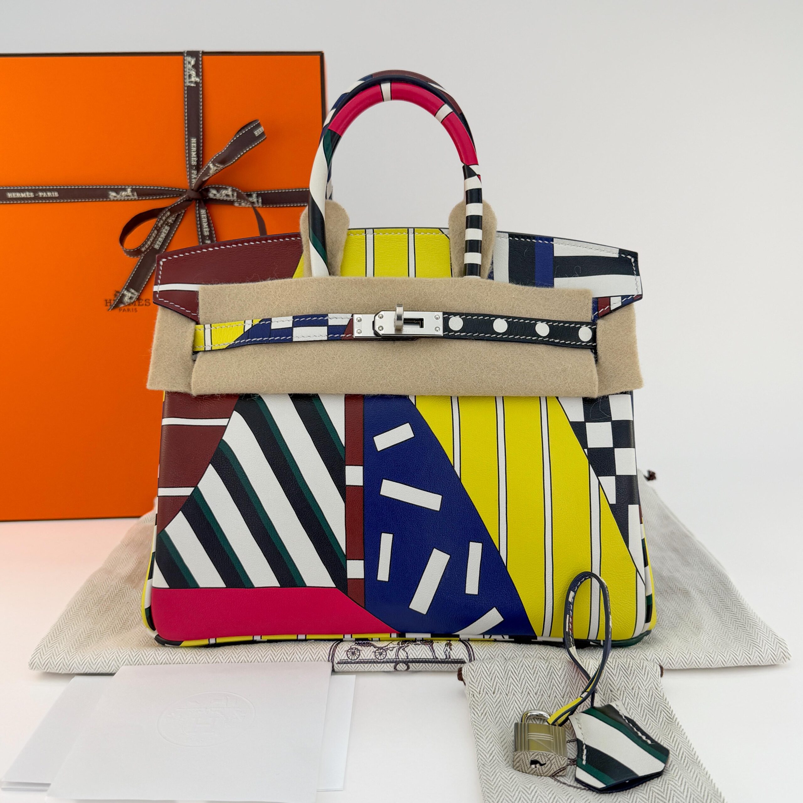 Limited Hermes Birkin 25 Swift One Two Three and Away We Go Palladium Hardware