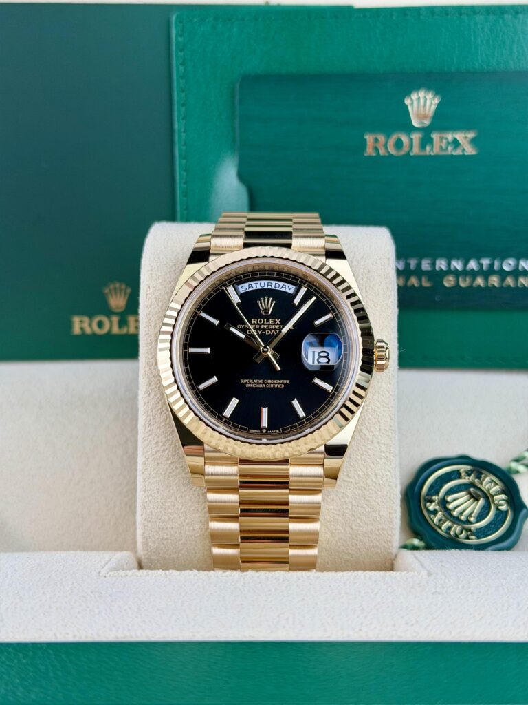 Rolex Day-Date 40mm UNWORN 2026 Black Index President Wood 228238