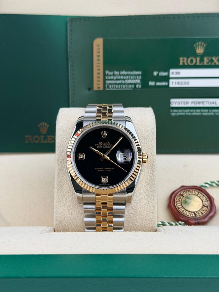 Rolex Datejust 36mm 2012 Black Onyx Diamond Fluted Jubilee 116233