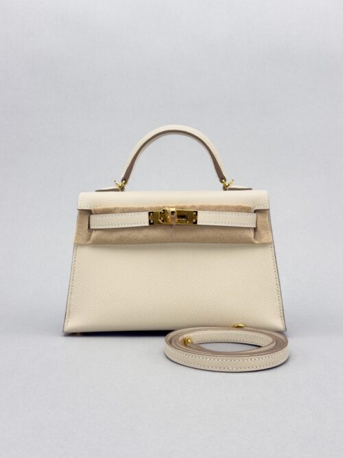 Hermes Mini Kelly 20 Epsom Craie Gold Hardware G Stamp Unworn