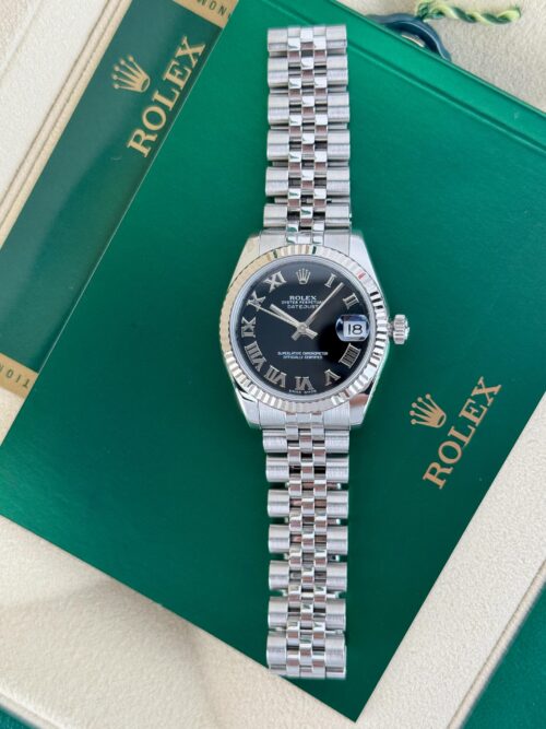 Rolex Datejust 31mm 2011 Black Roman Fluted Jubilee 178274