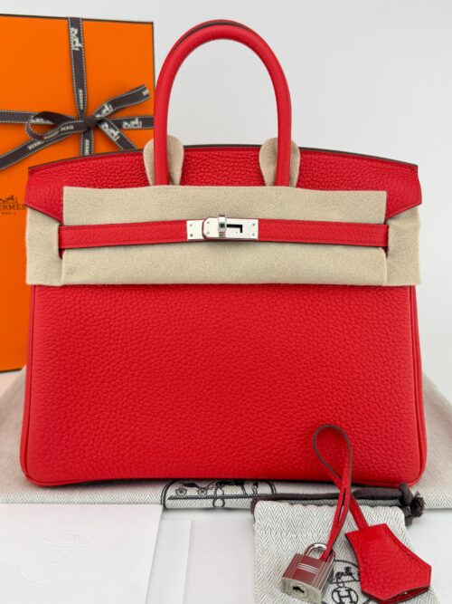 Hermes Birkin 25 Retourne Togo Rouge De Coeur Palladium Hardware K Stamp Unworn