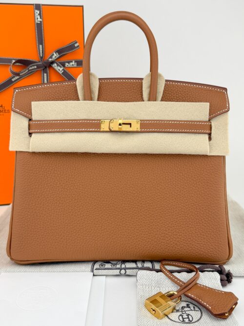 Hermes Birkin 25 Retourne Togo Gold Gold Hardware G Stamp Unworn