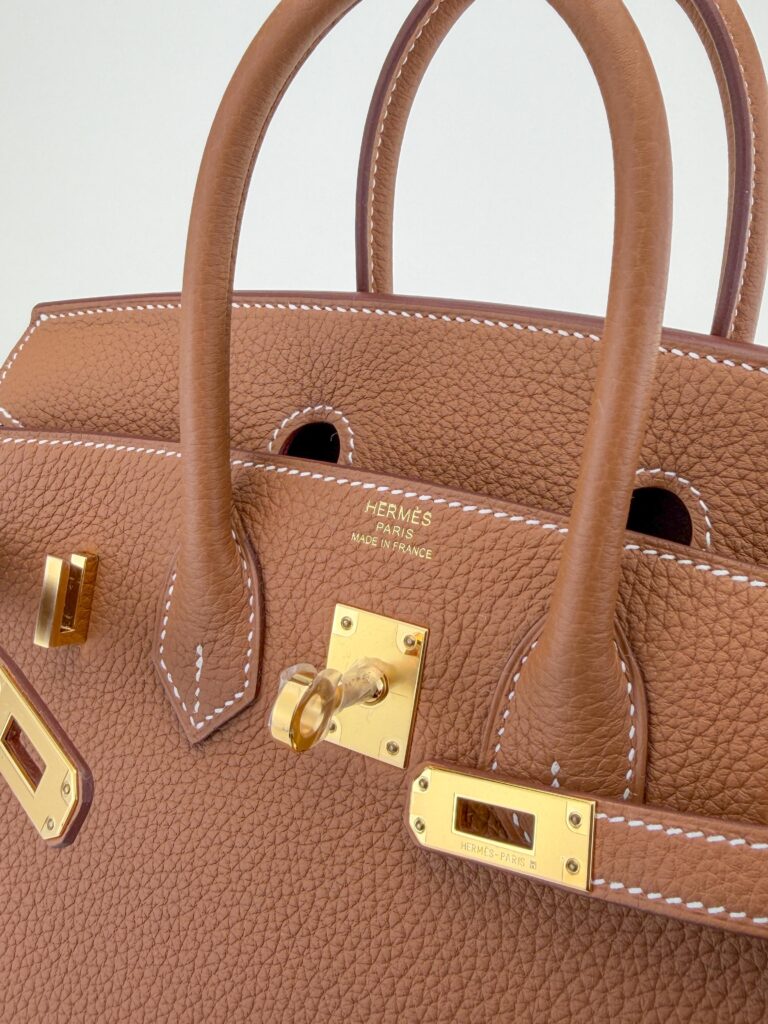 Hermes Birkin 25 Retourne Togo Gold Gold Hardware G Stamp Unworn