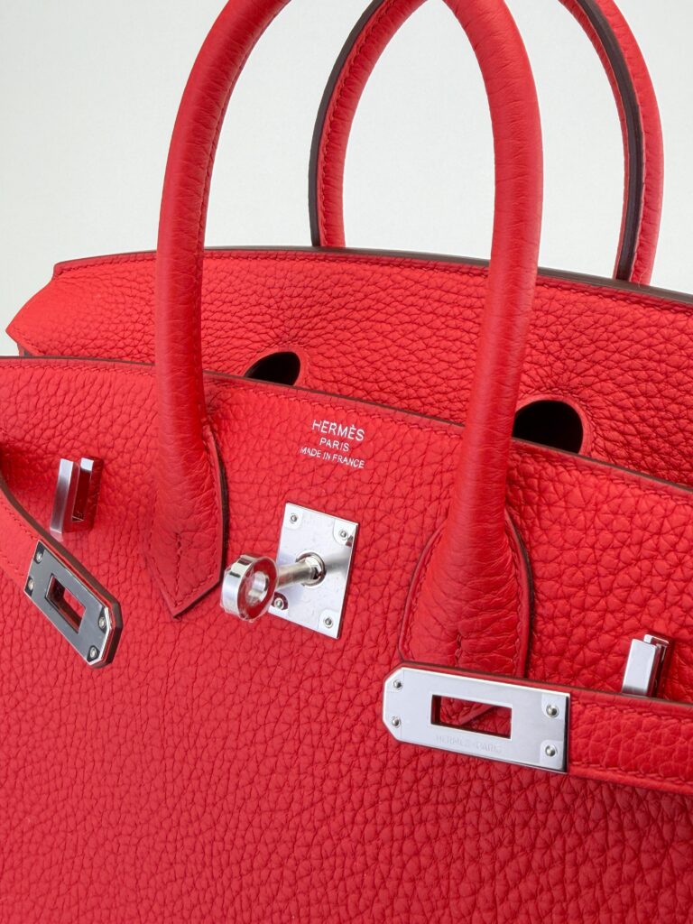 Hermes Birkin 25 Retourne Togo Rouge De Coeur Palladium Hardware K Stamp Unworn