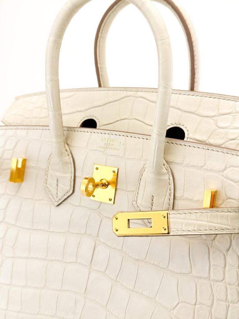 Hermes Birkin 25 Retourne Matte Alligator Beton Gold Hardware U Stamp Unworn