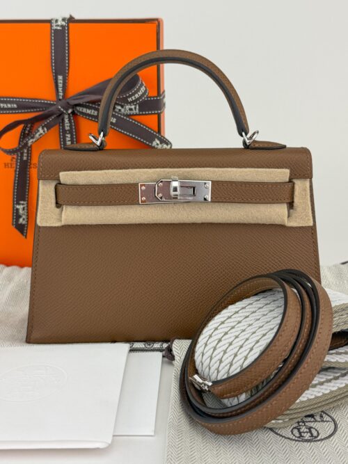 Hermes Mini Kelly 20 Sellier Epsom Alezan Palladium Hardware G Stamp Unworn