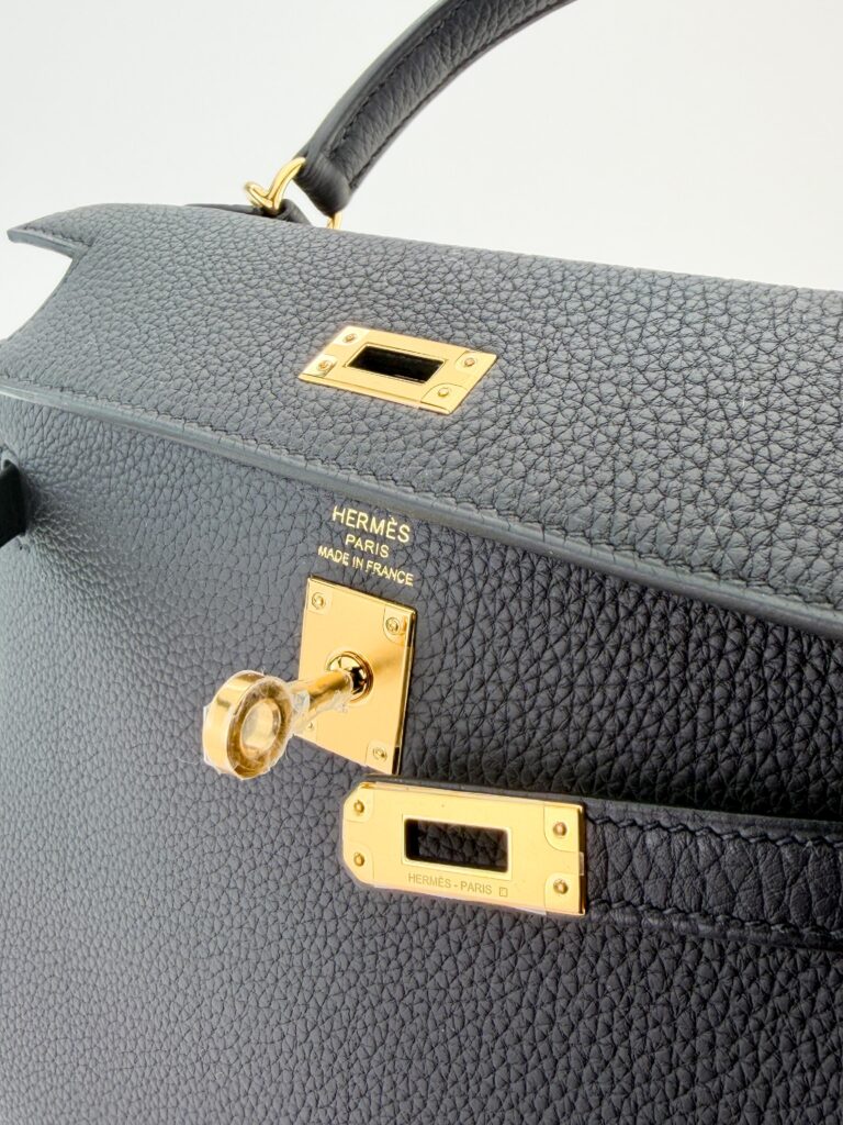Hermes Kelly 25 Retourne Togo Black Gold Hardware G Stamp Unworn