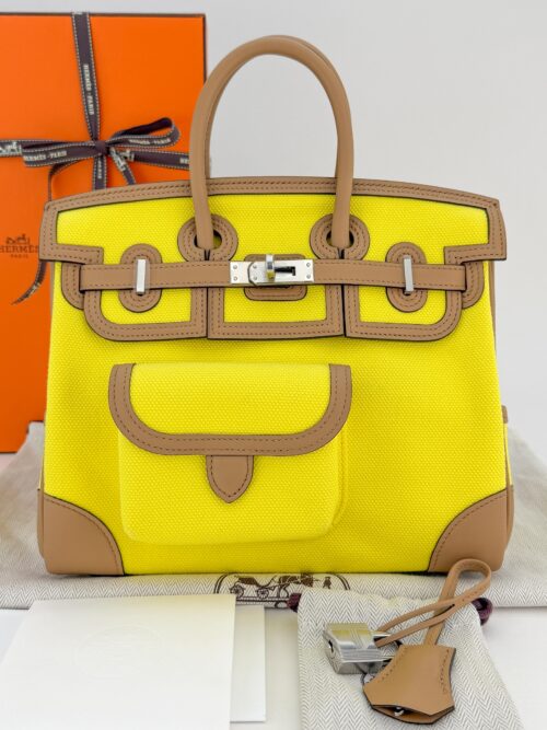 Hermes Birkin 25 Retourne Swift/H Toile Sesame Palladium Hardware U Stamp 2022