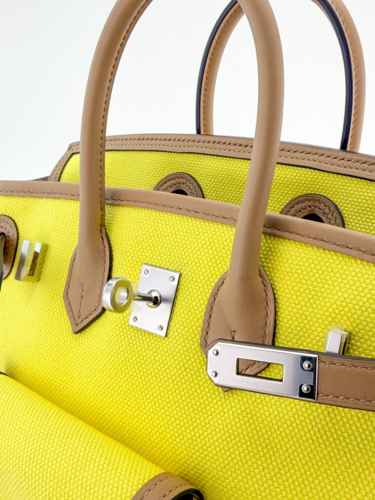 Hermes Birkin 25 Retourne Swift/H Toile Sesame Palladium Hardware U Stamp 2022