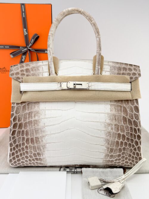 HIMALAYA - Hermès Birkin 30 Matte Crocodile Himalaya Palladium Hardware X Stamp
